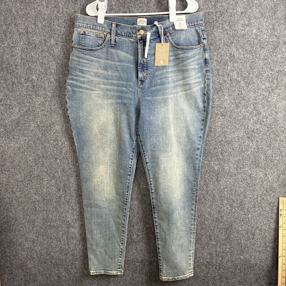 J.Crew Curvy Toothpick Jeans Womens Size 34 Blue Perfecting Pockets